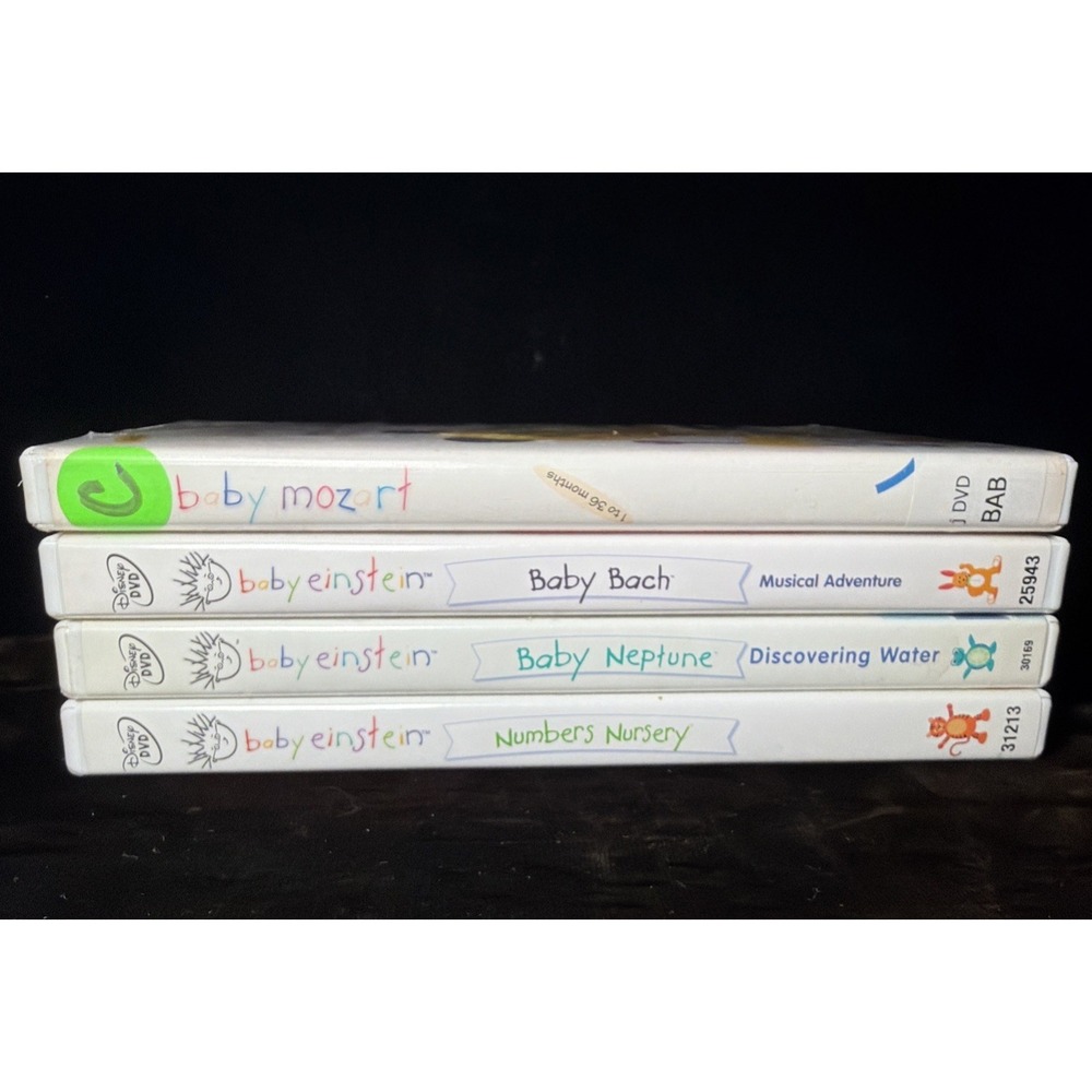 Lot Of 4 Baby Einstein DVD's Mozart, Bach, Neptune  & Numbers Nursery Disney
